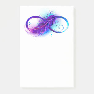 Infinity with Purple Feather Post-it Notes