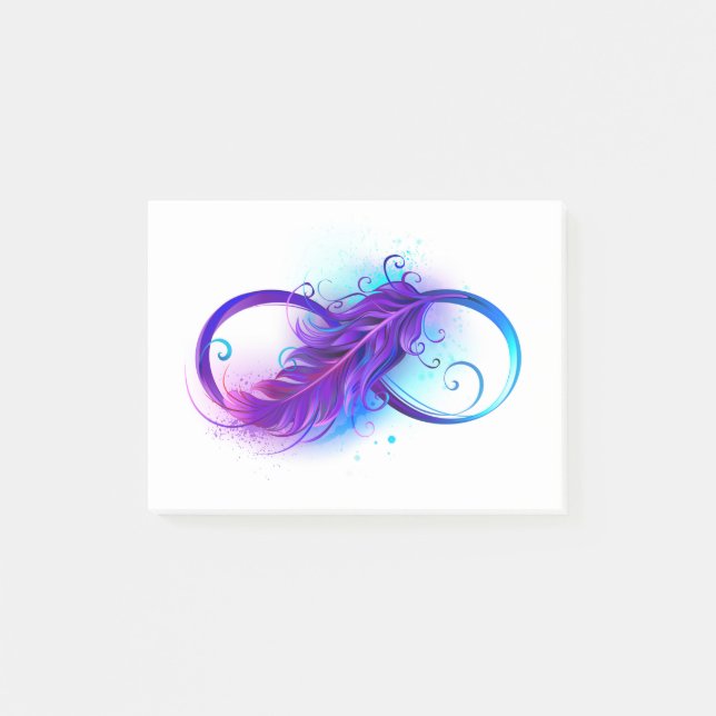 Infinity with Purple Feather Post-it Notes (Front)