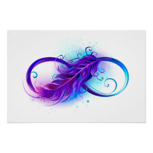 Infinity with Purple Feather Poster