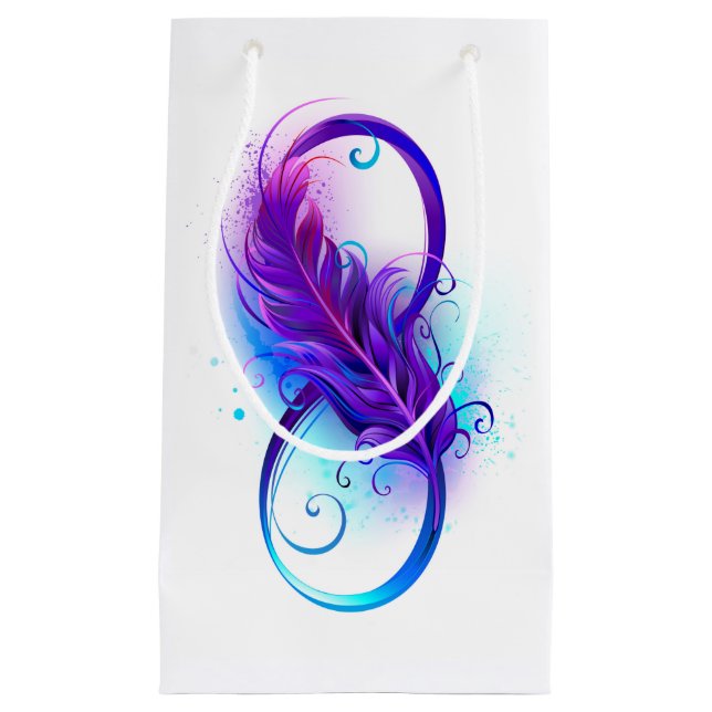 Infinity with Purple Feather Small Gift Bag (Front)