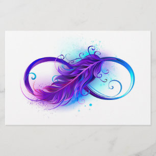 Infinity with Purple Feather Stationery