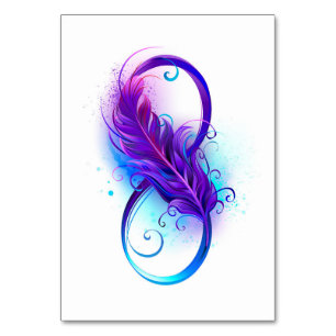 Infinity with Purple Feather Table Number