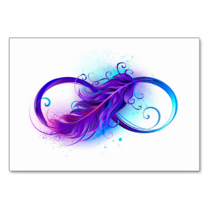 Infinity with Purple Feather Table Number