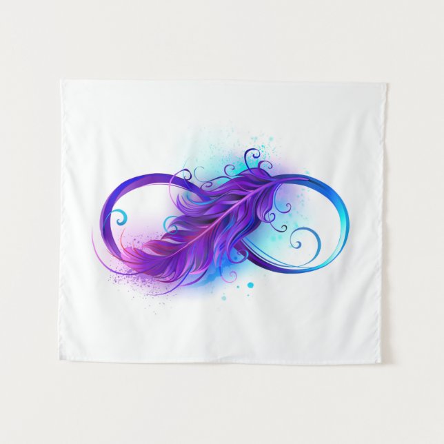 Infinity with Purple Feather Tapestry (Front (Horizontal))
