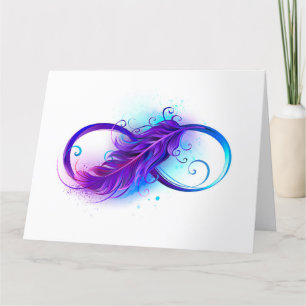 Infinity with Purple Feather Thank You Card