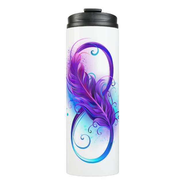 Infinity with Purple Feather Thermal Tumbler (Front)