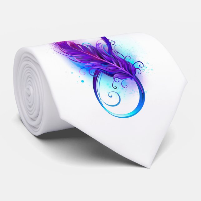 Infinity with Purple Feather Tie (Rolled)