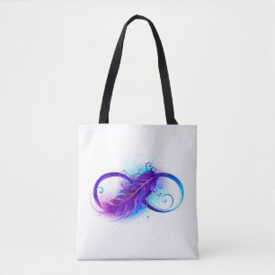 Infinity with Purple Feather Tote Bag