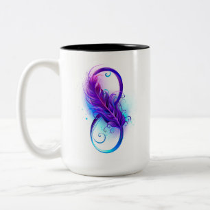 Infinity with Purple Feather Two-Tone Coffee Mug