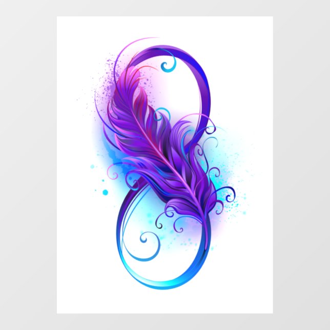 Infinity with Purple Feather Window Cling (Sheet)