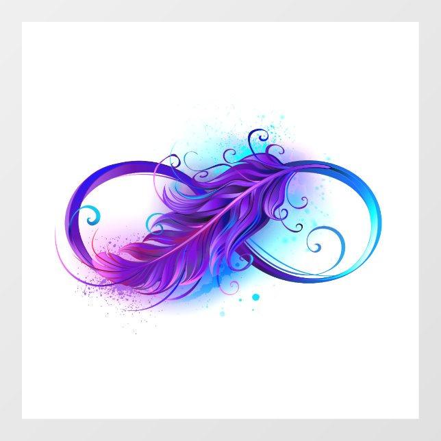 Infinity with Purple Feather Window Cling (Sheet)