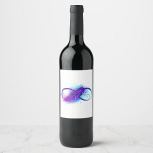 Infinity with Purple Feather Wine Label