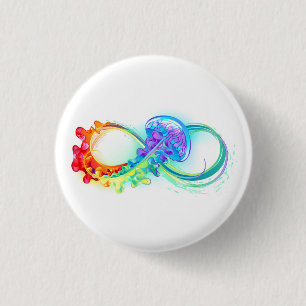 Infinity with Rainbow Jellyfish 1 Inch Round Button