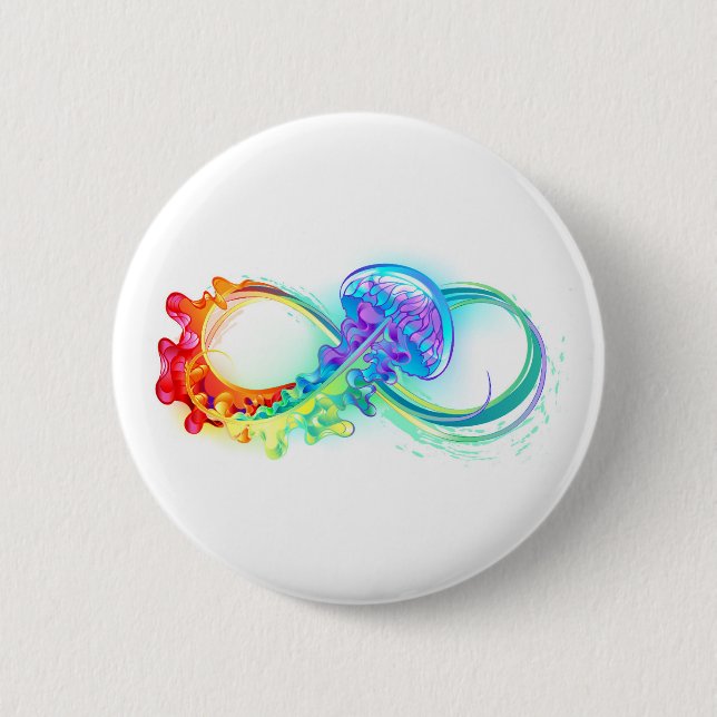 Infinity with Rainbow Jellyfish 2 Inch Round Button (Front)