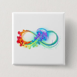 Infinity with Rainbow Jellyfish 2 Inch Square Button