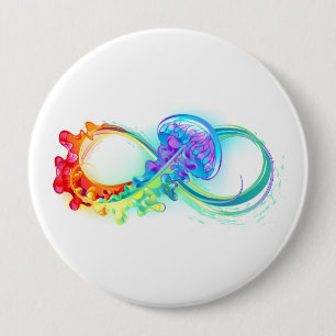 Infinity with Rainbow Jellyfish 4 Inch Round Button