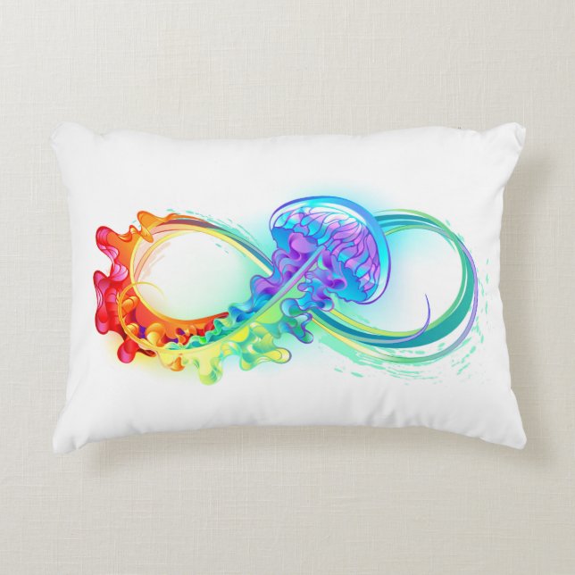 Infinity with Rainbow Jellyfish Accent Pillow (Front)