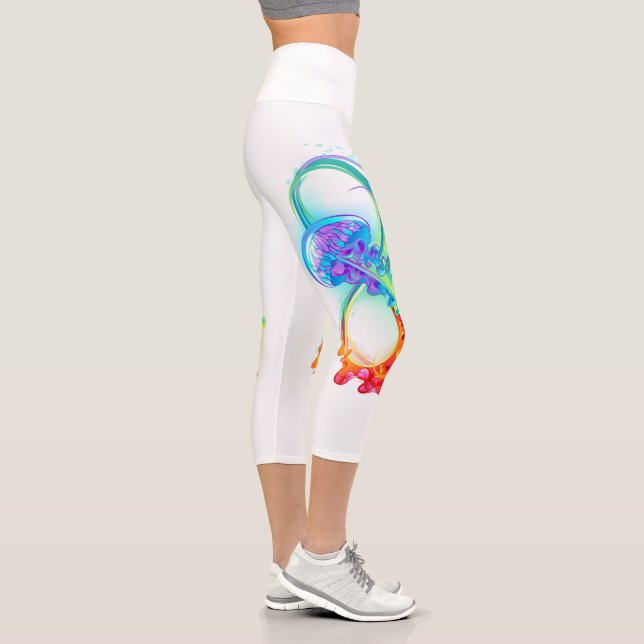 Infinity with Rainbow Jellyfish Capri Leggings (Right)