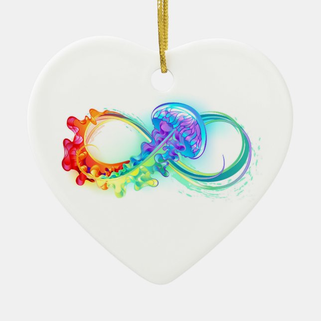 Infinity with Rainbow Jellyfish Ceramic Ornament (Front)