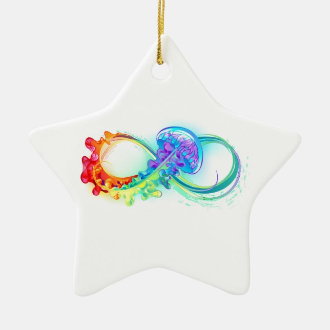 Infinity with Rainbow Jellyfish Ceramic Ornament (Front)