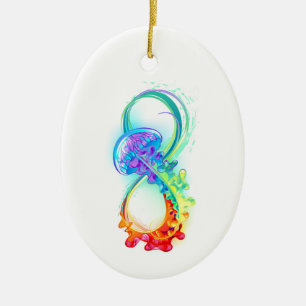 Infinity with Rainbow Jellyfish Ceramic Ornament