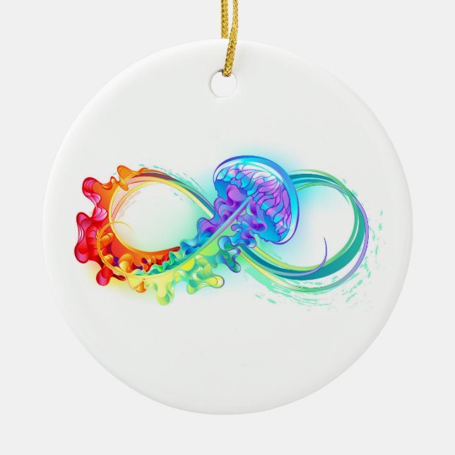Infinity with Rainbow Jellyfish Ceramic Ornament (Front)