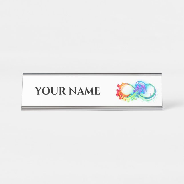 Infinity with Rainbow Jellyfish Desk Name Plate (Front)