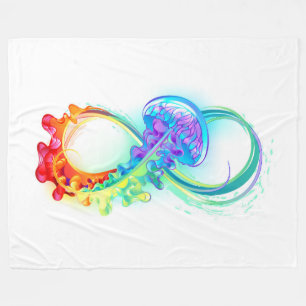 Infinity with Rainbow Jellyfish Fleece Blanket