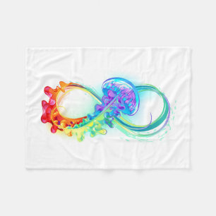 Infinity with Rainbow Jellyfish Fleece Blanket