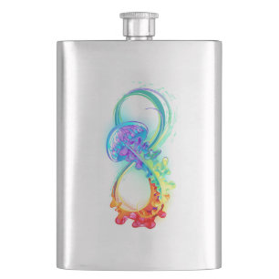Infinity with Rainbow Jellyfish Hip Flask