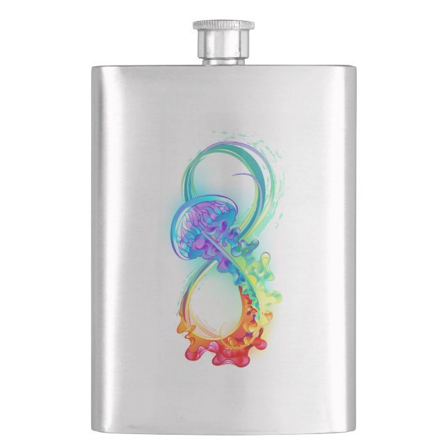 Infinity with Rainbow Jellyfish Hip Flask (Front)