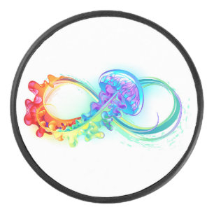 Infinity with Rainbow Jellyfish Hockey Puck