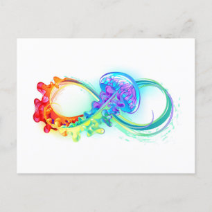 Infinity with Rainbow Jellyfish Holiday Postcard