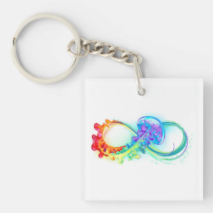 Infinity with Rainbow Jellyfish Keychain