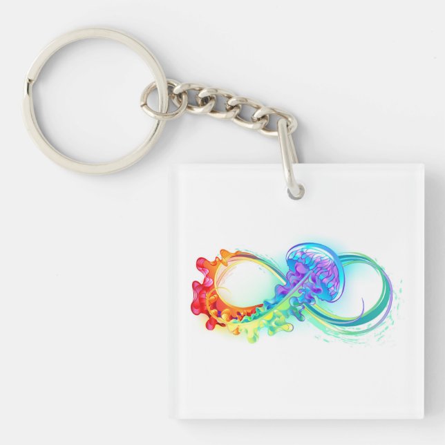 Infinity with Rainbow Jellyfish Keychain (Front)