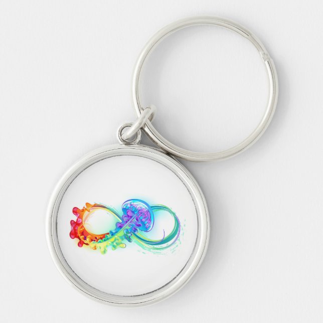 Infinity with Rainbow Jellyfish Keychain (Front)
