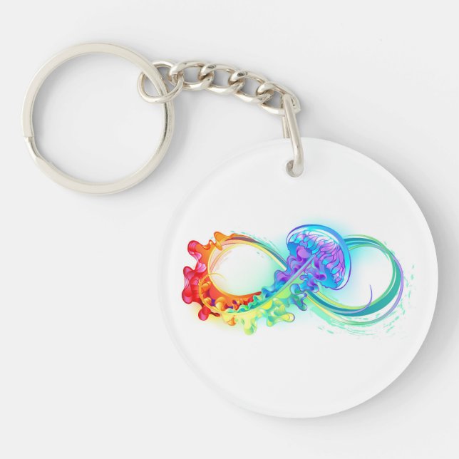 Infinity with Rainbow Jellyfish Keychain (Front)