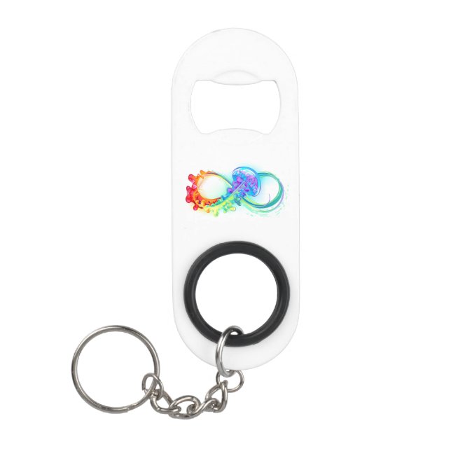 Infinity with Rainbow Jellyfish Keychain Bottle Opener (Front)