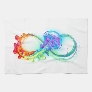 Infinity with Rainbow Jellyfish Kitchen Towel