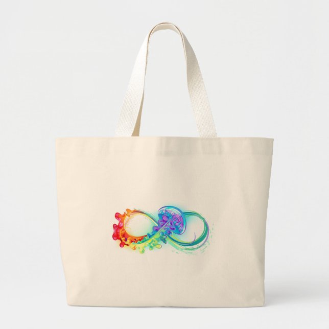 Infinity with Rainbow Jellyfish Large Tote Bag (Front)