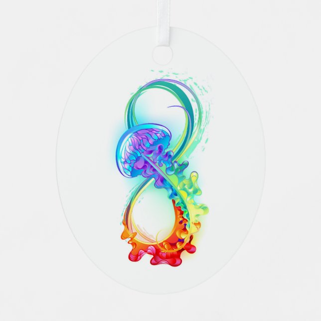 Infinity with Rainbow Jellyfish Metal Ornament (Front)