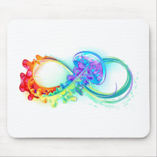 Infinity with Rainbow Jellyfish Mouse Pad