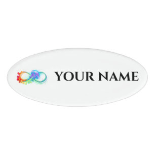 Infinity with Rainbow Jellyfish Name Tag