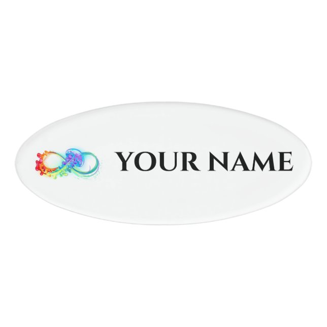 Infinity with Rainbow Jellyfish Name Tag (Front)