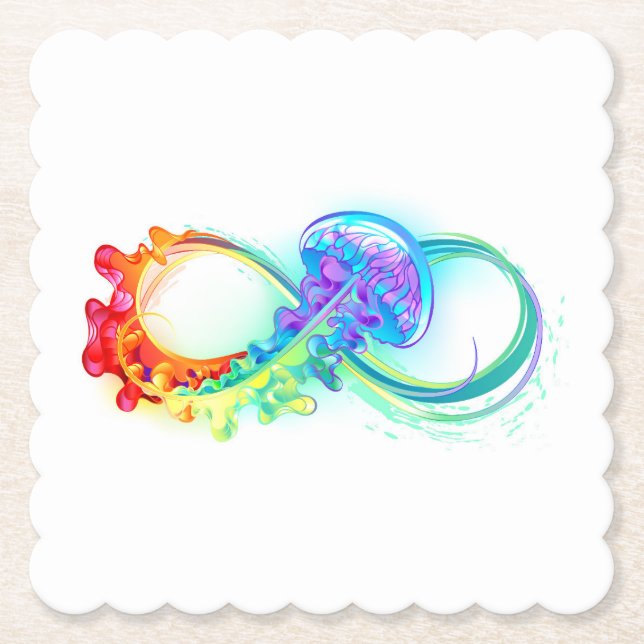 Infinity with Rainbow Jellyfish Paper Coaster (Front)