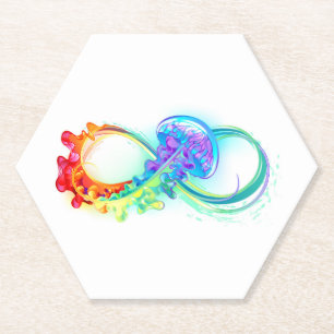 Infinity with Rainbow Jellyfish Paper Coaster