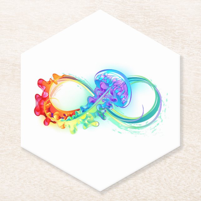 Infinity with Rainbow Jellyfish Paper Coaster (Front)