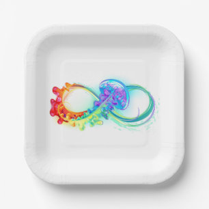 Infinity with Rainbow Jellyfish Paper Plate