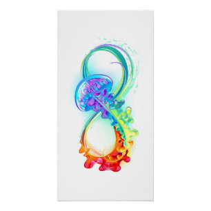Infinity with Rainbow Jellyfish Poster