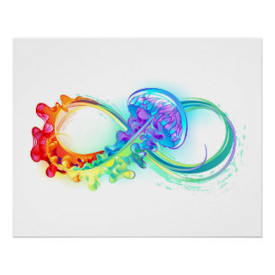 Infinity with Rainbow Jellyfish Poster